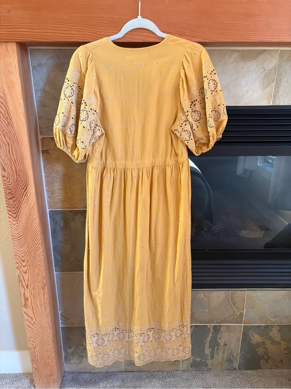 Christy Dawn Mustard Eyelet Maxi Dress with Tie Waist - Picture 5 of 10